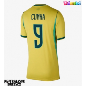 Brazílie Matheus Cunha #9 Dámské Domácí Dres MS 2026 Krátký Rukáv Brazílie Matheus Cunha #9 Dámské Domácí Dres MS 2026 Krátký Rukáv